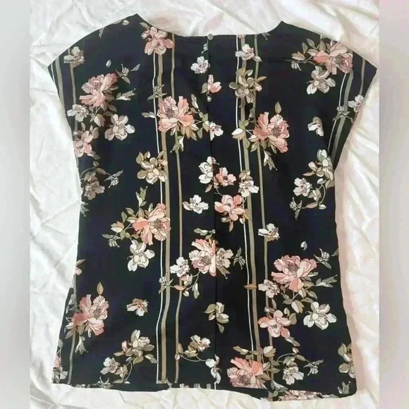 Apt 9 Women’s Tie Front or Back Floral Size Small Shirt Blouse Black Pink - Picture 4 of 7